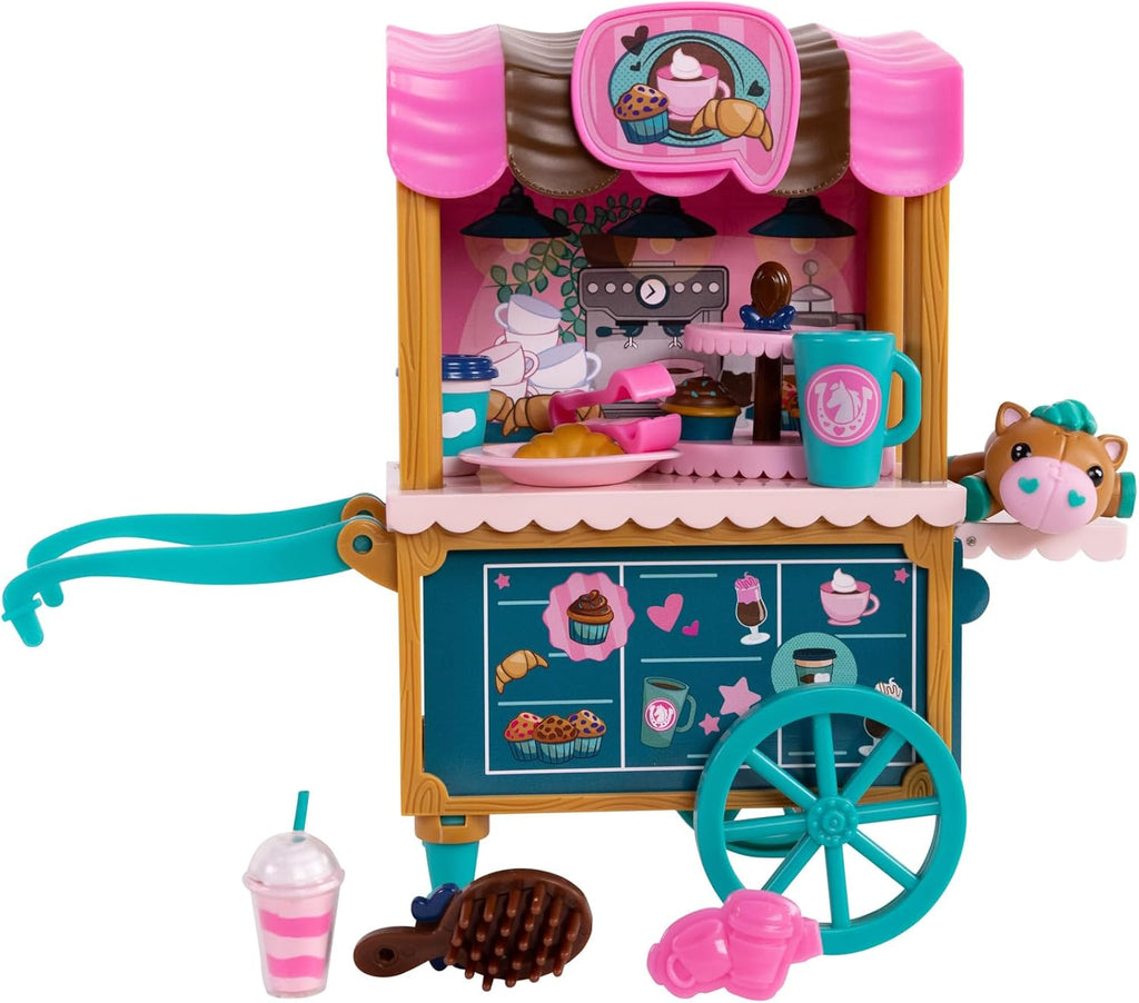Wild Manes Horse Toys – Cocoa’s Bakery Café Cart Playset with Cocoa Horse Doll, Pastry & Drink Accessories, Brush & Stuffed Animal
