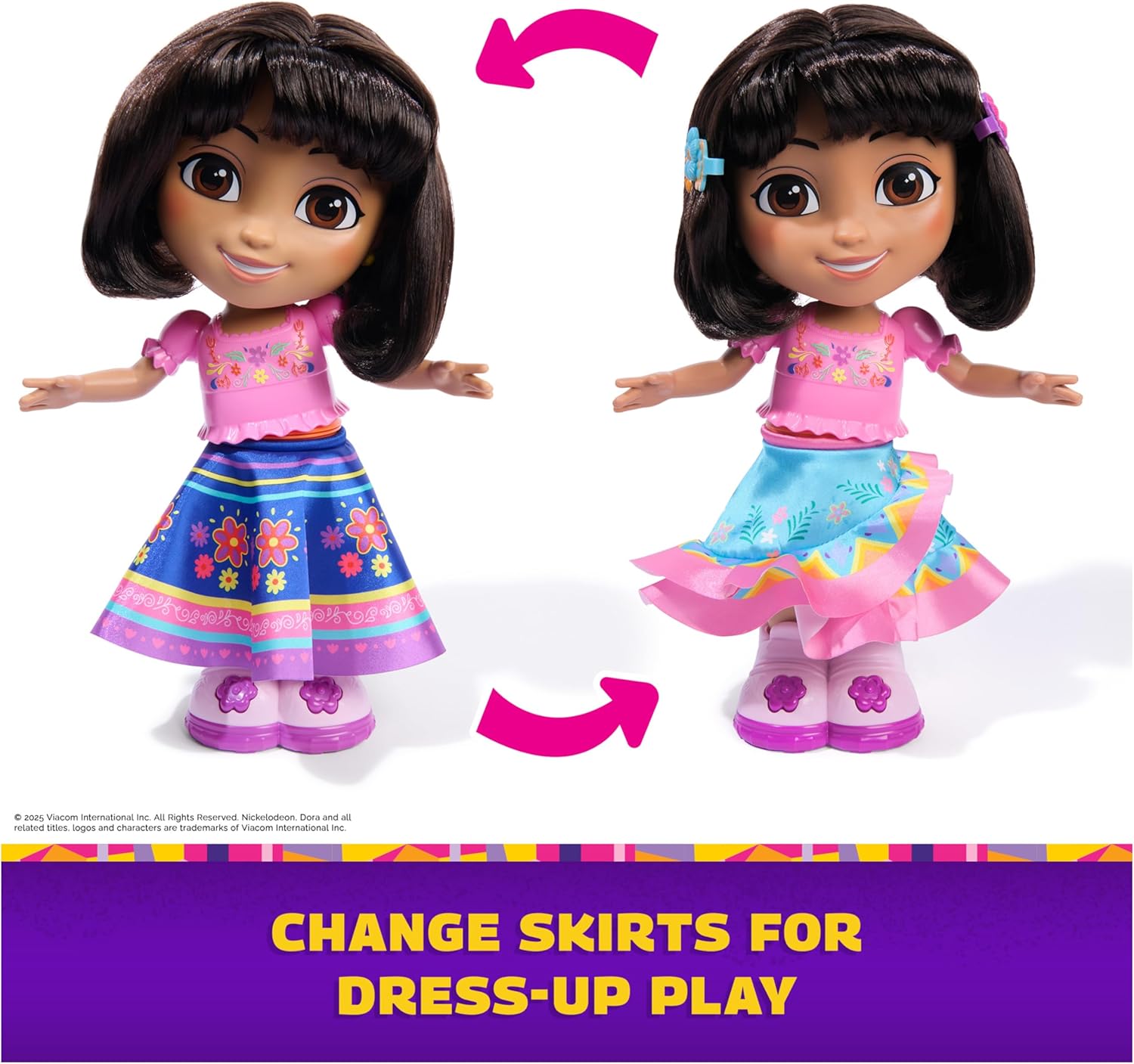 Dora, Dance with Me Dora, Interactive Dancing Doll with 2 Skirts, Bilingual Phrases & Music, Kids Toys for Girls & Boys Ages 3 and Up