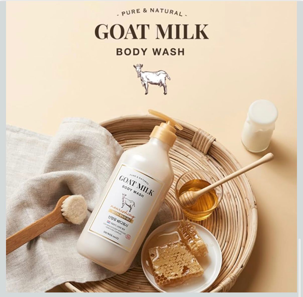 SHOWERMATE Goat Milk Body Wash Manuka Honey 27 fl oz / 800 ml (1 Pack)